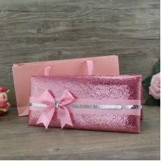 Silk Invitation Card with Hand Bag Beautiful Invitation Card Pink 